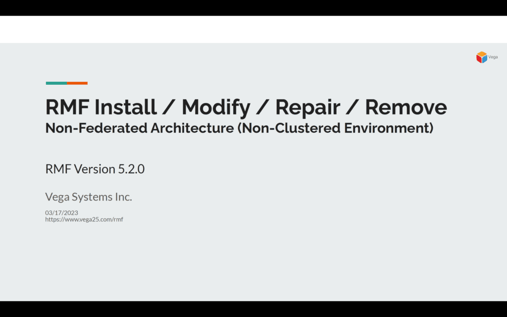 RMF Installation Non Federated, Non Clustered