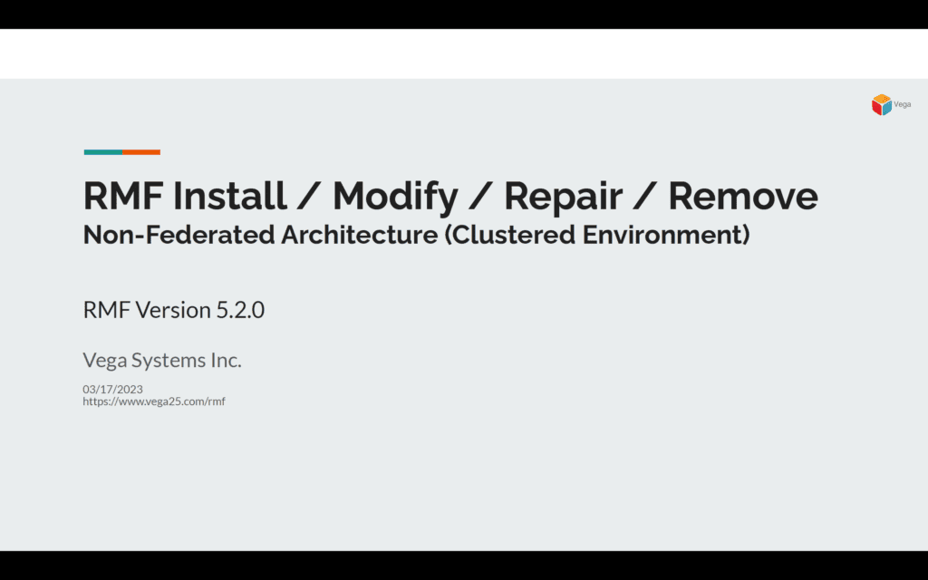 RMF Installation Non Federated, Clustered