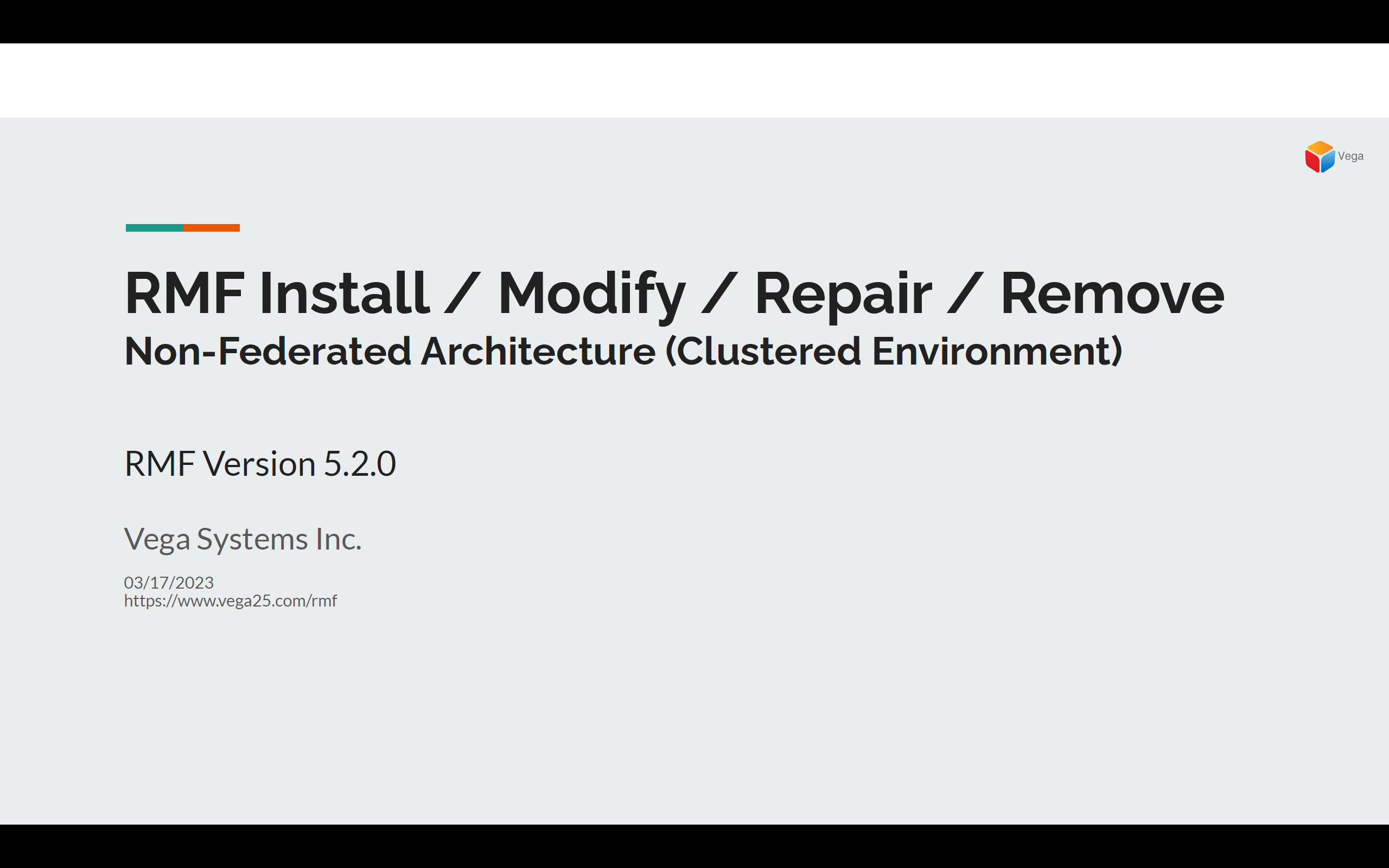 RMF Installation Non Federated, Clustered