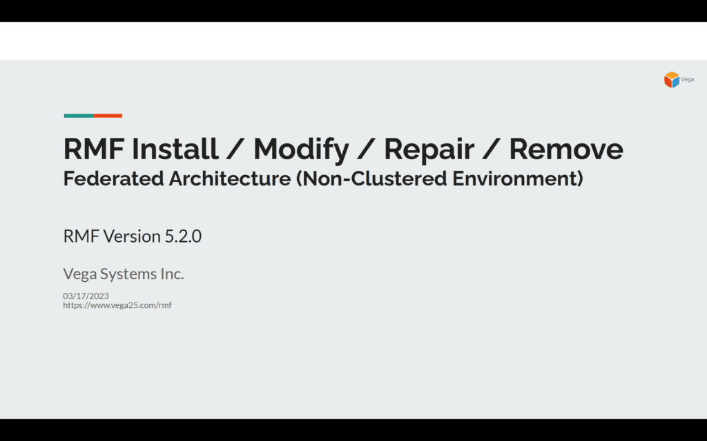 RMF Installation Federated, Non Clustered