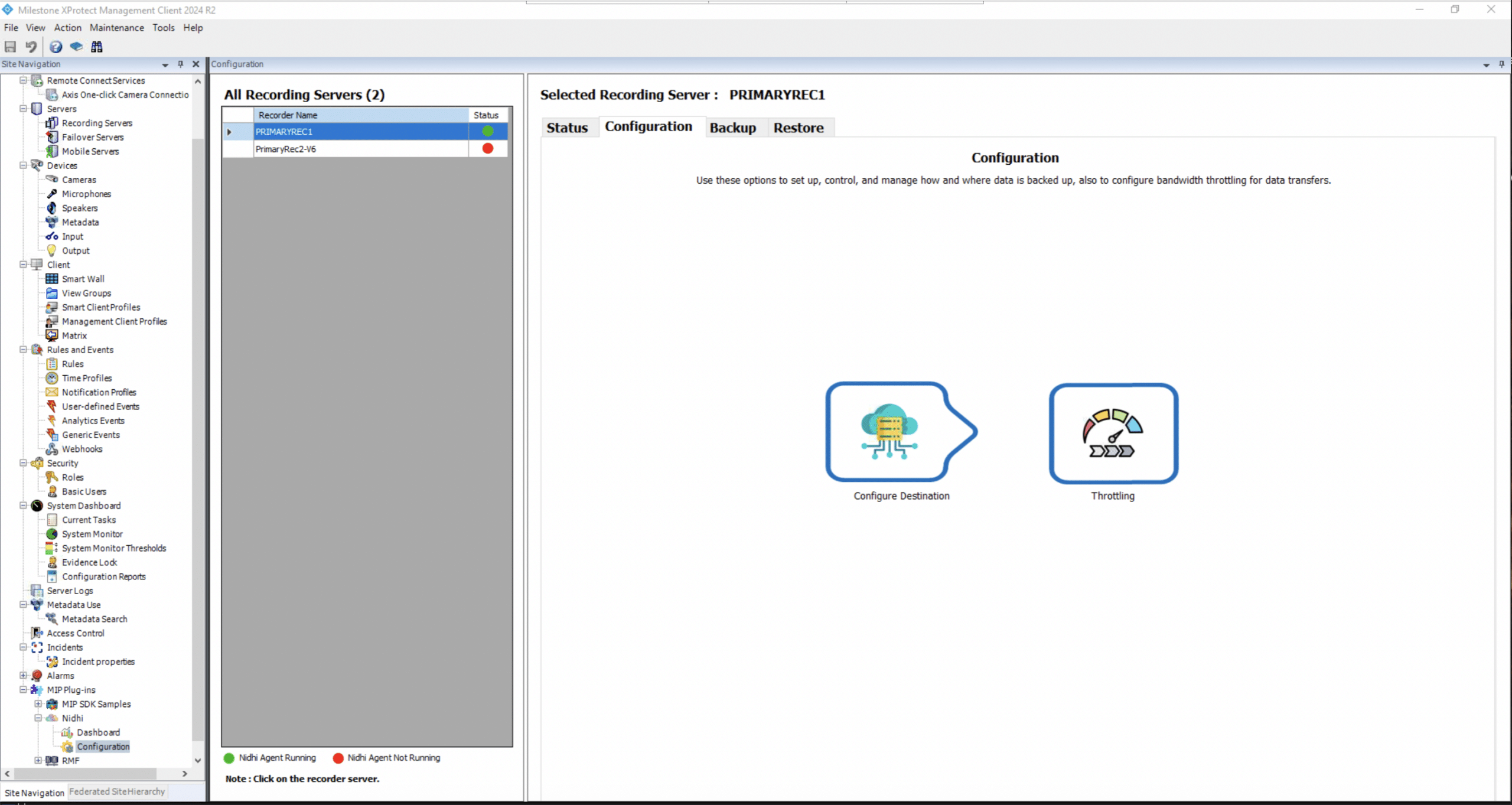 Nidhi Milestone XProtect Integration Tree View